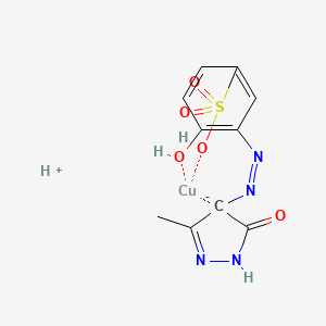 Hydrogen (3-((4,5-dihydro-3-methyl-5-oxo-1H-pyrazol-4-yl)azo)-4-hydroxybenzenesulphonato(3-))cuprate(1-)