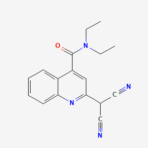 molecular formula C17H16N4O B12701536 4-Quinolinecarboxamide, 2-(dicyanomethyl)-N,N-diethyl- CAS No. 194713-16-1