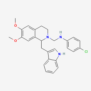 molecular formula C27H28ClN3O2 B12701559 2(1H)-Isoquinolinemethanamine, 3,4-dihydro-N-(4-chlorophenyl)-6,7-dimethoxy-1-(1H-indol-3-ylmethyl)- CAS No. 84218-39-3