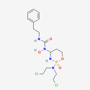 molecular formula C16H25Cl2N4O4P B12701581 Urea, N-(2-(bis(2-chloroethyl)amino)tetrahydro-2H-1,3,2-oxazaphosphorin-4-yl)-N-hydroxy-N'-(2-phenylethyl)-, P-oxide CAS No. 97139-69-0