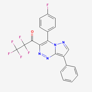 molecular formula C20H10F6N4O B12701585 1-Propanone, 1-(4-(4-fluorophenyl)-8-phenylpyrazolo(5,1-c)(1,2,4)triazin-3-yl)-2,2,3,3,3-pentafluoro- CAS No. 72307-48-3