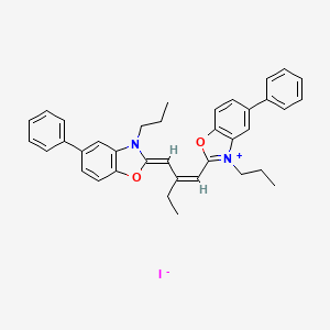 molecular formula C37H37IN2O2 B12701605 5-Phenyl-2-(2-((5-phenyl-3-propyl-3H-benzoxazol-2-ylidene)methyl)but-1-enyl)-3-propylbenzoxazolium iodide CAS No. 84455-39-0