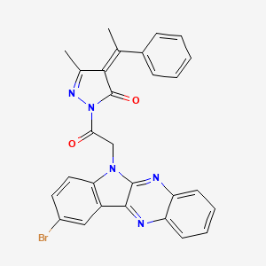 3H-Pyrazol-3-one, 2,4-dihydro-2-((9-bromo-6H-indolo(2,3-b)quinoxalin-6-yl)acetyl)-5-methyl-4-(1-phenylethylidene)-