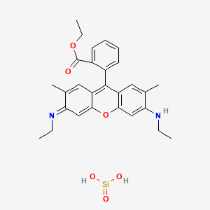 Xanthylium, 9-(2-(ethoxycarbonyl)phenyl)-3,6-bis(ethylamino)-2,7-dimethyl-, silicate