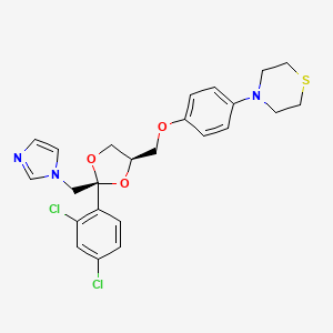 molecular formula C24H25Cl2N3O3S B12702096 Thiomorpholine, 4-(4-((2-(2,4-dichlorophenyl)-2-(1H-imidazol-1-ylmethyl)-1,3-dioxolan-4-yl)methoxy)phenyl)-, cis- CAS No. 103681-71-6