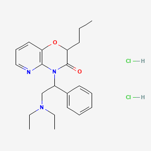 molecular formula C22H31Cl2N3O2 B12702117 2H-Pyrido(3,2-b)-1,4-oxazin-3(4H)-one, 4-(2-(diethylamino)-1-phenylethyl)-2-propyl-, dihydrochloride CAS No. 88809-79-4