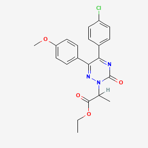 1,2,4-Triazine-2(3H)-acetic acid, 5-(4-chlorophenyl)-6-(4-methoxyphenyl)-alpha-methyl-3-oxo-,ethyl ester