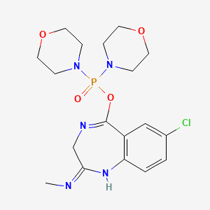 molecular formula C18H25ClN5O4P B12702164 7-Chloro-2-(methylamino)-3H-1,4-benzodiazepin-5-yl di(4-morpholinyl)phosphinate CAS No. 59318-14-8