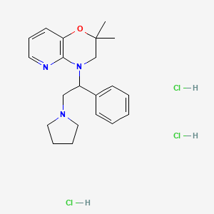 molecular formula C21H30Cl3N3O B12702372 2H-Pyrido(3,2-b)-1,4-oxazine, 3,4-dihydro-2,2-dimethyl-4-(1-phenyl-2-(1-pyrrolidinyl)ethyl)-,trihydrochloride CAS No. 88810-17-7