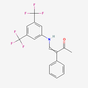 molecular formula C18H13F6NO B1270246 4-[3,5-Bis(trifluoromethyl)anilino]-3-phenylbut-3-en-2-one 