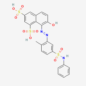 molecular formula C23H19N3O9S3 B12702584 8-((5-Anilinosulphonyl-2-methylphenyl)azo)-7-hydroxynaphthalene-1,3-disulphonic acid CAS No. 85409-52-5