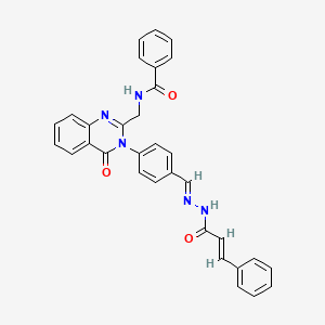 2-Propenoic acid, 3-phenyl-, ((4-(2-((benzoylamino)methyl)-4-oxo-3(4H)-quinazolinyl)phenyl)methylene)hydrazide