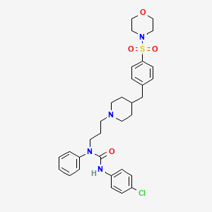 molecular formula C32H39ClN4O4S B12703085 Urea, N'-(4-chlorophenyl)-N-(3-(4-((4-(4-morpholinylsulfonyl)phenyl)methyl)-1-piperidinyl)propyl)-N-phenyl- CAS No. 333796-43-3