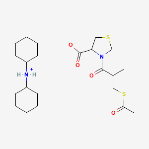 molecular formula C22H38N2O4S2 B12703102 Dicyclohexylammonium 3-[3-(acetylthio)-2-methylpropionyl]thiazolidine-4-carboxylate CAS No. 67362-28-1