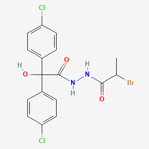 Benzeneacetic acid, 4-chloro-alpha-(4-chlorophenyl)-alpha-hydroxy-, 2-(2-bromo-1-oxopropyl)hydrazide