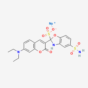 Sodium 5-(aminosulphonyl)-2-(7-(diethylamino)-2-oxo-2H-1-benzopyran-3-yl)benzoxazolesulphonate