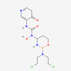 molecular formula C13H20Cl2N5O4P B12703229 Urea, N-(2-(bis(2-chloroethyl)amino)tetrahydro-2H-1,3,2-oxazaphosphorin-4-yl)-N-hydroxy-N'-3-pyridinyl-, P-oxide CAS No. 97139-29-2