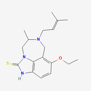 molecular formula C18H25N3OS B12703235 Imidazo(4,5,1-jk)(1,4)benzodiazepine-2(1H)-thione, 8-ethoxy-4,5,6,7-tetrahydro-5-methyl-6-(3-methyl-2-butenyl)- CAS No. 257891-63-7