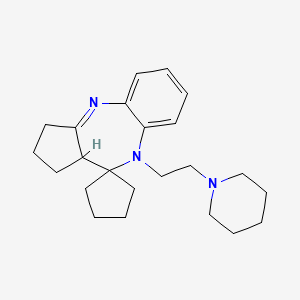 molecular formula C23H33N3 B12703255 Spiro(benzo(b)cyclopenta(e)(1,4)diazepine-10(1H),1'-cyclopentane), 2,3,9,10a-tetrahydro-9-(2-(1-piperidinyl)ethyl)- CAS No. 93464-35-8