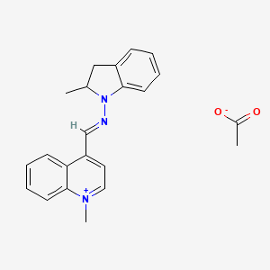 molecular formula C22H23N3O2 B12703316 4-(((2,3-Dihydro-2-methyl-1H-indol-1-yl)imino)methyl)-1-methylquinolinium acetate CAS No. 83968-98-3