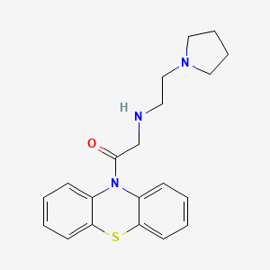 molecular formula C20H23N3OS B12703353 Phenothiazine, 10-(N-(2-(1-pyrrolidinyl)ethyl)glycyl)- CAS No. 94577-67-0