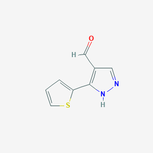 molecular formula C8H6N2OS B1270349 3-(Thiophen-2-yl)-1h-pyrazole-4-carbaldehyde CAS No. 26033-27-2