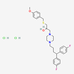 molecular formula C31H40Cl2F2N2O2S B12703514 1-Piperazineethanol, 4-(4,4-bis(4-fluorophenyl)butyl)-alpha-((((4-methoxyphenyl)methyl)thio)methyl)-, dihydrochloride CAS No. 143760-19-4