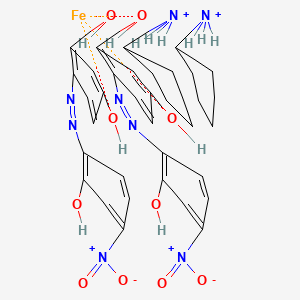 molecular formula C36H46FeN8O10+2 B12703572 Bis(cyclohexylammonium) bis(4-((2-hydroxy-4-nitrophenyl)azo)benzene-1,3-diolato(2-))ferrate(2-) CAS No. 84777-66-2