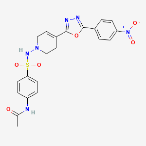 molecular formula C21H20N6O6S B12703623 Acetamide, N-(4-(((3,6-dihydro-4-(5-(4-nitrophenyl)-1,3,4-oxadiazol-2-yl)-1(2H)-pyridinyl)amino)sulfonyl)phenyl)- CAS No. 160857-65-8