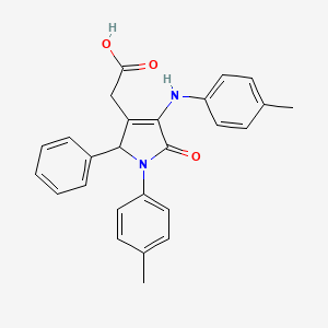 1H-Pyrrole-3-acetic acid, 2,5-dihydro-1-(2-methoxyphenyl)-4-((4-methylphenyl)amino)-5-oxo-2-phenyl-