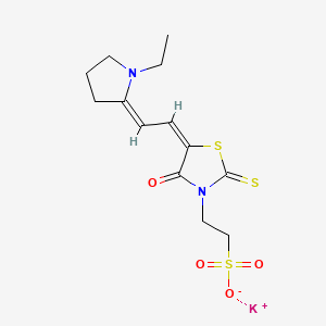 molecular formula C13H17KN2O4S3 B12703865 Potassium 5-((1-ethylpyrrolidin-2-ylidene)ethylidene)-4-oxo-2-thioxothiazolidin-3-ethanesulphonate CAS No. 84100-34-5