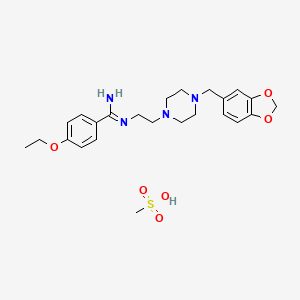 molecular formula C24H34N4O6S B12703895 Benzenecarboximidamide, N-(2-(4-(1,3-benzodioxol-5-ylmethyl)-1-piperazinyl)ethyl)-4-ethoxy-, monomethanesulfonate CAS No. 125575-09-9