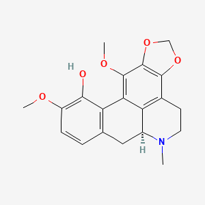 molecular formula C20H21NO5 B12703897 4H-Benzo(g)-1,3-benzodioxolo(4,5,6-de)quinolin-11-ol, 5,6,6a,7-tetrahydro-10,12-dimethoxy-6-methyl-, (6aS)- CAS No. 19893-96-0