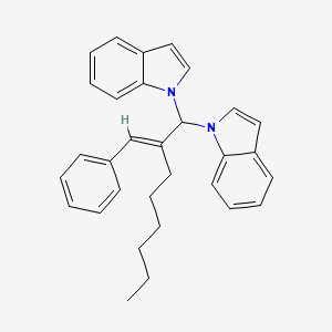 1H-Indole, 1,1'-(2-(phenylmethylene)octylidene)bis-