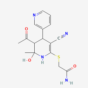 Acetamide, 2-((5'-acetyl-3'-cyano-1',4',5',6'-tetrahydro-6'-hydroxy-6'-methyl-(3,4'-bipyridin)-2'-yl)thio)-