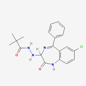 Propanoic acid, 2,2-dimethyl-, 2-(7-chloro-2,3-dihydro-2-oxo-5-phenyl-1H-1,4-benzodiazepin-3-yl)hydrazide