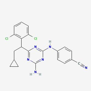 Benzonitrile, 4-((4-amino-6-(2-cyclopropyl-1-(2,6-dichlorophenyl)ethyl)-1,3,5-triazin-2-yl)amino)-