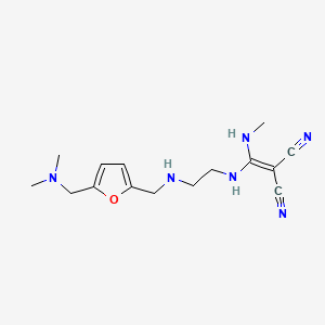 molecular formula C15H22N6O B12704065 Propanedinitrile, (((2-(((5-((dimethylamino)methyl)-2-furanyl)methyl)amino)ethyl)amino)(methylamino)methylene)- CAS No. 135017-04-8