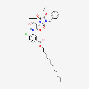 Dodecyl 3-(2-(3-benzyl-4-ethoxy-2,5-dioxoimidazolidin-1-YL)-4,4-dimethyl-3-oxovaleramido)-4-chlorobenzoate