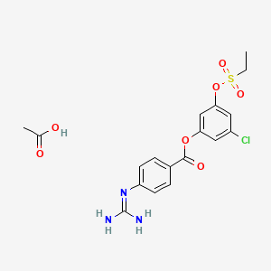 Benzoic acid, 4-((aminoiminomethyl)amino)-, 3-chloro-5-((ethylsulfonyl)oxy)phenyl ester, monoacetate