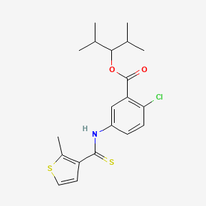 Benzoic acid, 2-chloro-5-(((2-methyl-3-thienyl)thioxomethyl)amino)-, 2-methyl-1-(1-methylethyl)propyl ester