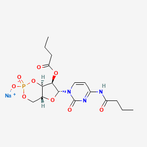 molecular formula C17H23N3NaO9P B12704410 Cytidine, N-(1-oxobutyl)-, cyclic 3',5'-(hydrogen phosphate) 2'-butanoate, monosodium salt CAS No. 85720-75-8