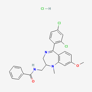 Benzamide, N-((5-(2,4-dichlorophenyl)-8-methoxy-1-methyl-2,3-dihydro-1H-1,4-benzodiazepin-2-yl)methyl)-, monohydrochloride