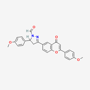 1H-Pyrazole-1-carboxaldehyde, 4,5-dihydro-5-(4-methoxyphenyl)-3-(2-(4-methoxyphenyl)-4-oxo-4H-1-benzopyran-6-yl)-