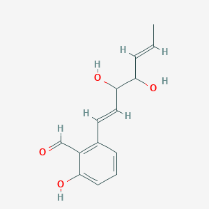 molecular formula C14H16O4 B12705367 2-(3,4-Dihydroxy-1,5-heptadienyl)-6-hydroxybenzaldehyde CAS No. 24868-59-5