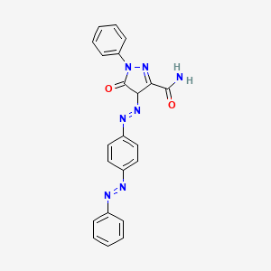 molecular formula C22H17N7O2 B12705483 4,5-Dihydro-5-oxo-1-phenyl-4-((4-(phenylazo)phenyl)azo)-1H-pyrazole-3-carboxamide CAS No. 84753-01-5