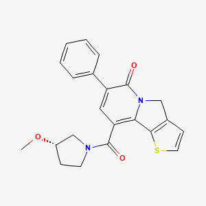 molecular formula C22H20N2O3S B12705513 Pyrrolidine, 1-((4,6-dihydro-6-oxo-7-phenylthieno(2,3-a)indolizin-9-yl)carbonyl)-3-methoxy-, (S)- CAS No. 141389-05-1