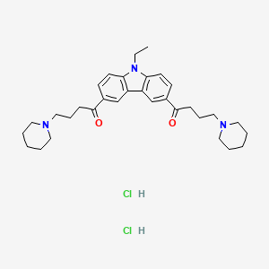 molecular formula C32H45Cl2N3O2 B12705635 1-Butanone, 1,1'-(9-ethyl-9H-carbazole-3,6-diyl)bis(4-(1-piperidinyl)-, dihydrochloride CAS No. 53428-19-6