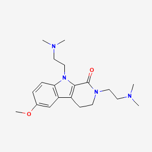 molecular formula C20H30N4O2 B12705648 1H-Pyrido(3,4-b)indol-1-one, 2,3,4,9-tetrahydro-2,9-bis(2-(dimethylamino)ethyl)-6-methoxy- CAS No. 84298-39-5