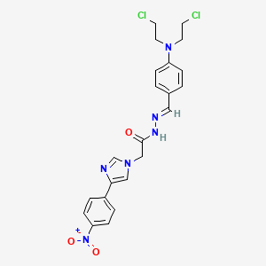 molecular formula C22H22Cl2N6O3 B12705679 1H-Imidazole-1-acetic acid, 4-(4-nitrophenyl)-, ((4-(bis(2-chloroethyl)amino)phenyl)methylene)hydrazide CAS No. 93637-61-7